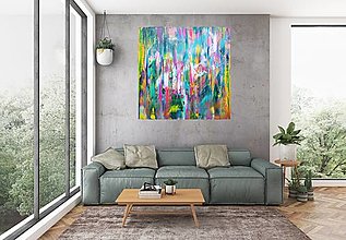 Obrazy - Dážď kvetov  No.2 -  XL pestrofarebný viacvrstvový abstrakt - 13723692_