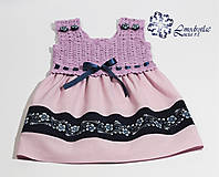 Detské oblečenie - Detské modrotlačové hačkované šatočky fialové - 13723654_