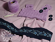 Detské oblečenie - Detské modrotlačové hačkované šatočky fialové - 13723656_
