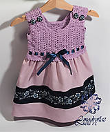 Detské oblečenie - Detské modrotlačové hačkované šatočky fialové - 13723657_