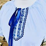 Blúzky a košele - Folklórna (ľudová) blúzka Katka v modrom-“slávnostná” - 13725408_