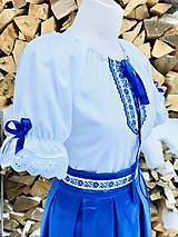 Blúzky a košele - Folklórna (ľudová) blúzka Katka v modrom-“slávnostná” - 13725410_