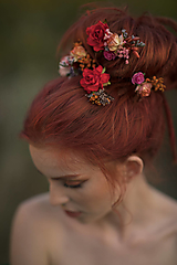 Ozdoby do vlasov - Kvetinové sponky "Frida" - jesenné ruže - 13724378_