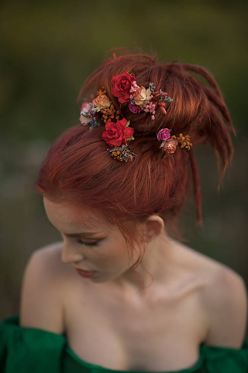  - Kvetinové sponky "Frida" - jesenné ruže (Variant C) - 13724379_