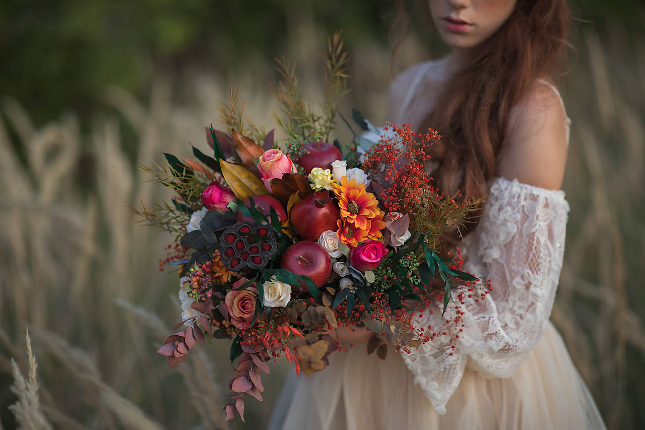 Svadobná kytica "septembrové jablká" - na ukážku