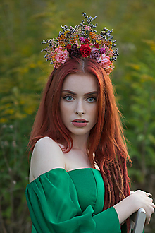 Ozdoby do vlasov - Boho korunka "Frida" - jesenné ruže - 13724276_