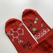 Ponožky, pančuchy, obuv - Maľované ponožky s titulom a menom (chemické červené) - 13723542_