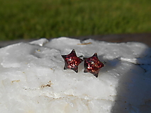 Náušnice - little stars with garnet-granát - 13730571_