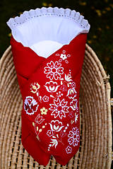 Detský textil - Rozkvitnuté zavinovačky (Červená s bielou výšivkou) - 13732316_