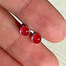 Náušnice - Red Jade Ag925 Earrings / Strieborné napichovačky s červeným jadeitom - 13735251_