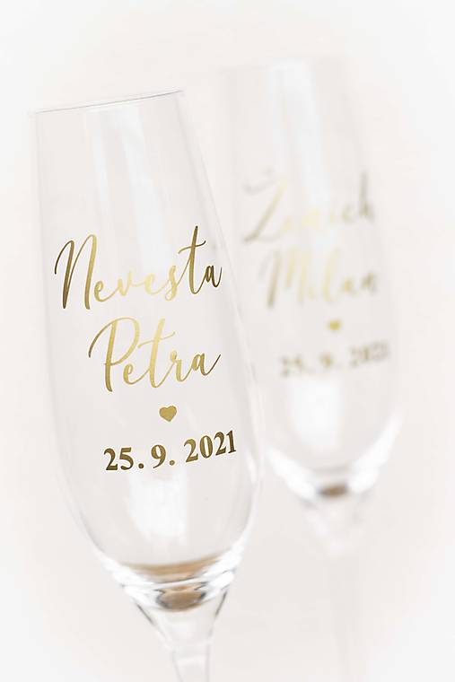 Nálepka na svadobný pohár - ELEGANT (Nálepka "Nevesta + meno" + dátum svadby)