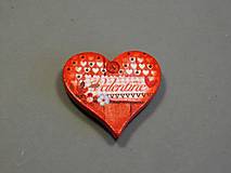 Magnetka drevená suvenír - srdce (Červená Valentine)