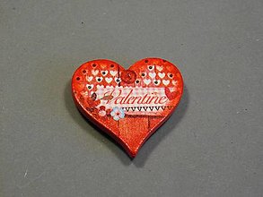 Magnetky - Magnetka drevená suvenír - srdce (Červená Valentine) - 13734992_