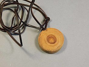 Náhrdelníky - Prívesok drevený na koži - Jabloň kruh 007 - 13735055_