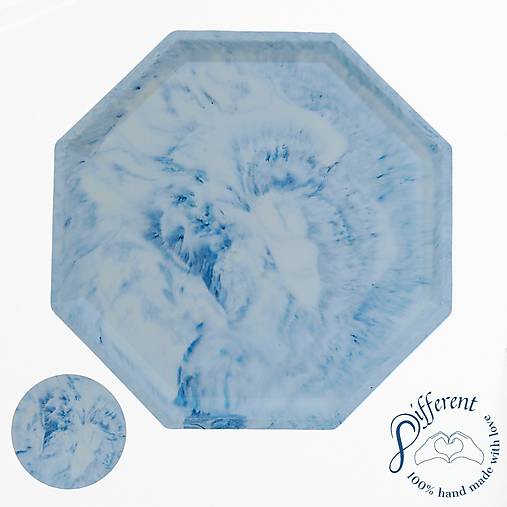 Nádoby - Tácka veľká - BLUE MARBLE (jesmonite) - 13735656_