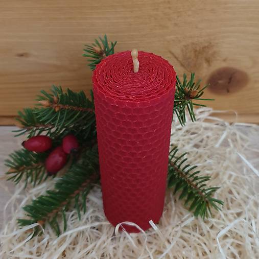  - Sviečka z včelieho vosku červená (12x4,5) - 13738719_