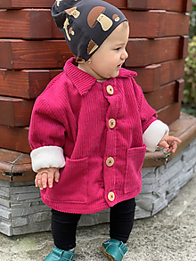 Detské oblečenie - Menčestrový detský kabátik Fuchsia - 13739848_