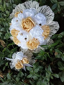 Kytice pre nevestu - Svadobná kytica ruže zlatá - 13742645_