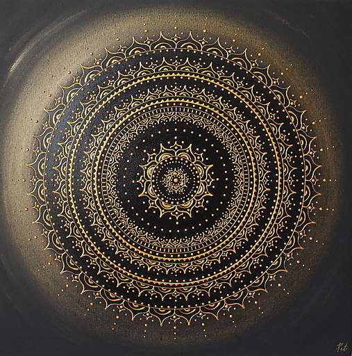 Mandala ÚSPECH A HOJNOSŤ (gold-black) 60 x 60