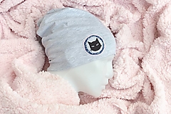 Detské čiapky - bavlnená čiapka  mačka - rôzne farby - 13743198_