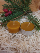 Sviečky - Čajové sviečky z včelieho vosku (12 ks s klasickým svietnikom) - 13745346_