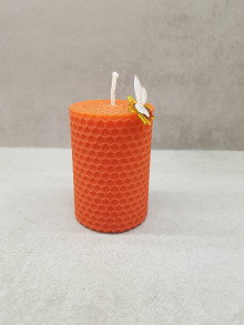 Svietidlá a sviečky - Sviečka z voskovej medzistienky (Oranžová) - 13745920_