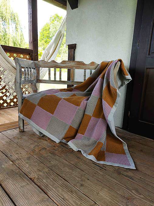 Úžitkový textil - Wafflová prikrývka Squares - 13743678_