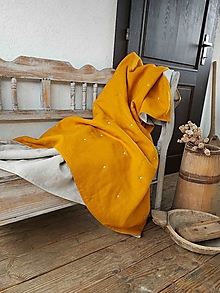 Úžitkový textil - Ľanová prikrývka Indian Summer - 13743699_