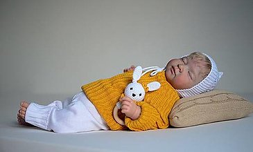 Detské oblečenie - Pulóvrik so šnúrkou, "Bruno", veľ. 56-104, OEKO-TEX®, kurkumový - 13747612_