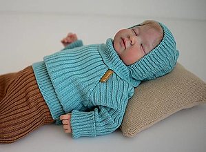 Detské oblečenie - Rolák, "Bruno", veľ. 56-104, OEKO-TEX®, nefritový - 13747664_