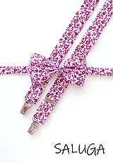 Pánske doplnky - Pánsky motýlik a traky  - ružový - bordový - kvetinový - 13747863_
