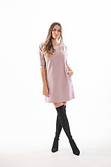 Šaty - Teplákové mini šaty staroružové - 13748128_