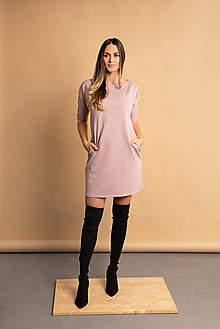 Šaty - Teplákové mini šaty staroružové - 13748123_