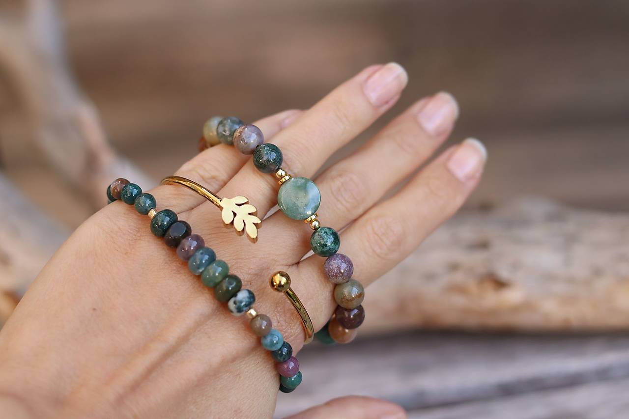 TRIO náramky z minerálov indický achát