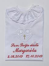 Detské oblečenie - Vyšívaná košieľka na krst K42 bielo-červená - 13747624_