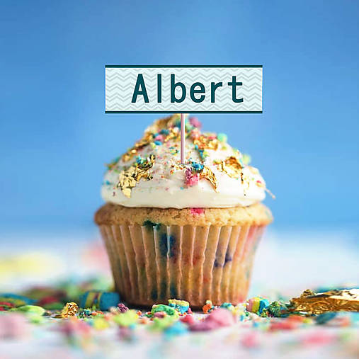 Dekorácie - Skoro simple menovka na cupcake (cikcak) - 13748374_