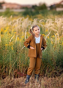Detské oblečenie - SET Softshellové Nohavice+Bunda Ochra - 13751882_