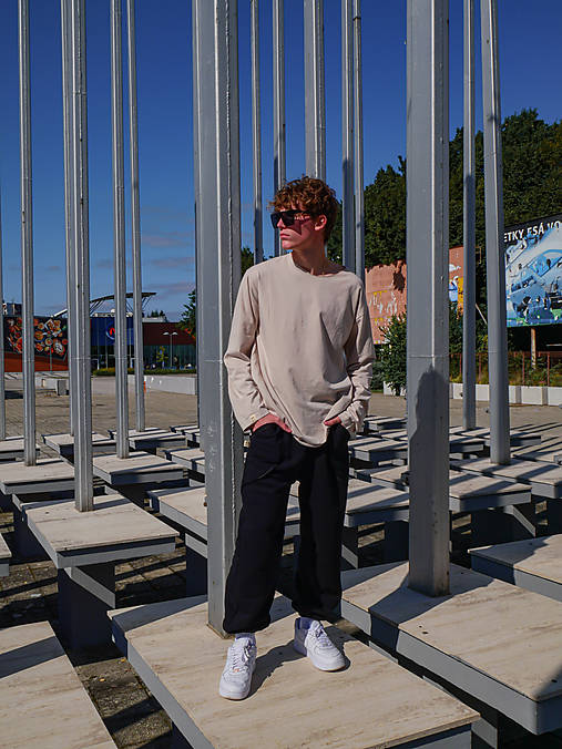 Tričko OVERSIZE s dlhým rukávom (Béžová)