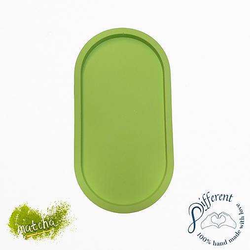 Nádoby - Oválna tácka - MATCHA (jesmonite) - 13753133_