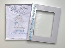Detské oblečenie - košieľka na krst k34 modro-strieborná v darčekovom balení - 13751534_