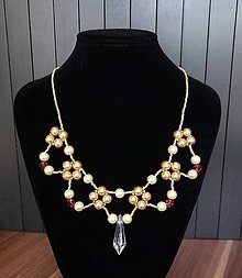 Náhrdelníky - Zlatý perlový náhrdelník - 13758470_