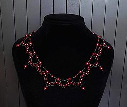 Náhrdelníky - Červeno-čierny náhrdelník - 13758523_