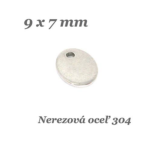 Komponenty - Prívesok Ovál 9x7mm /M8100/- nerez.oceľ 304 - 13760023_