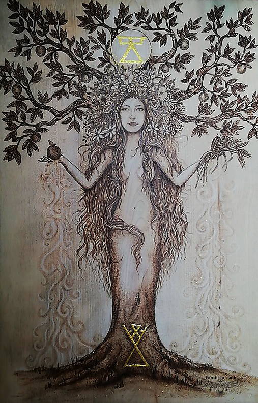 Obrazy - Živa a jablko - ručne vypaľovaný obraz - hand-burned image - 13759408_