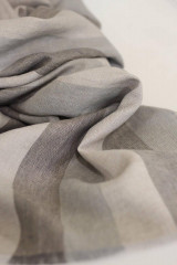 Pánske doplnky - Ľanová šatka s pásikavým vzorom béžovo šedej farby - 13762535_