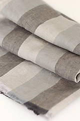 Pánske doplnky - Ľanová šatka s pásikavým vzorom béžovo šedej farby - 13762536_