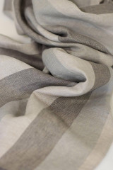 Pánske doplnky - Ľanová šatka s pásikavým vzorom béžovo šedej farby - 13762537_