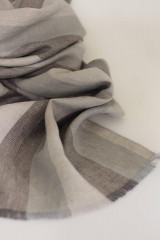 Pánske doplnky - Ľanová šatka s pásikavým vzorom béžovo šedej farby - 13762539_