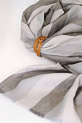 Pánske doplnky - Ľanová šatka s pásikavým vzorom béžovo šedej farby - 13762542_