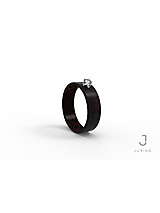 Prstene - Zásnubný drevený prsteň JURING - Eben & Zirkón - 13762185_